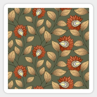 Vintage Fall Pattern with Floral Motifs Sticker